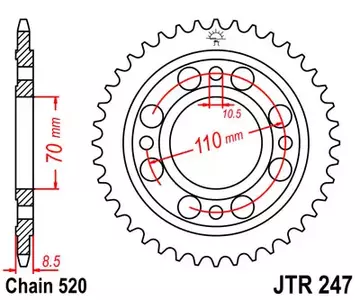JT aizmugurējais zobrats JTR247.36, 36z izmērs 520 - JTR247.36