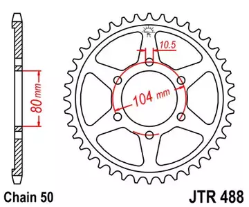 Задно зъбно колело JT JTR488.38, 38z размер 530 - JTR488.38