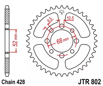 Bakre kedjehjul JT JTR802.38, 38z storlek 428 - JTR802.38