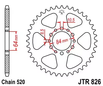Čelični stražnji lančanik JT JTR826.47, 47z, veličina 520 - JTR826.47