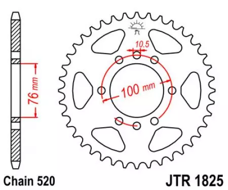 Zębatka tył stalowa JT JTR1825.45, 45z rozmiar 520-2