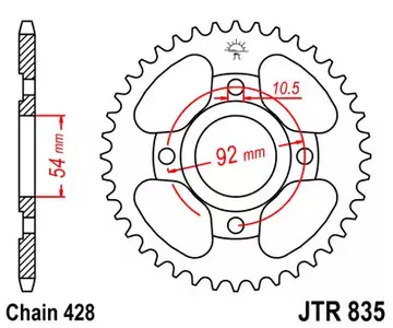 Čelični stražnji lančanik JT JTR835.48, 48z, veličina 428 - JTR835.48