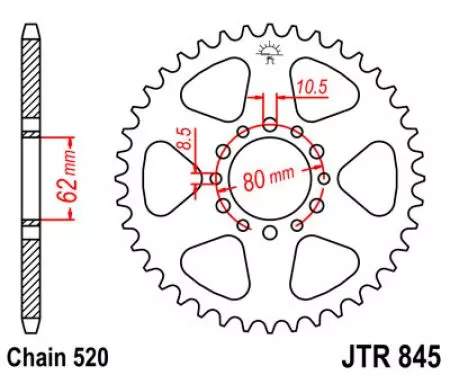 Kettenrad hinten Stahl JT JTR845.45, 45 Zähne Teilung 520-2