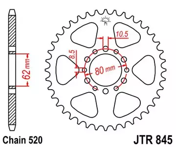 Kettenrad hinten Stahl JT JTR845.46, 46 Zähne Teilung 520 - JTR845.46