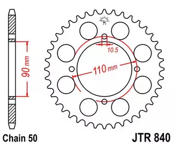 Roda dentada traseira JT JTR840.38, 38z tamanho 530 - JTR840.38