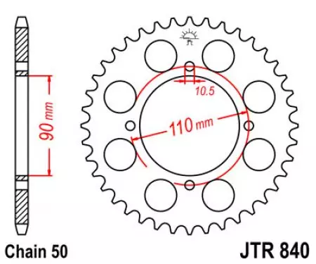 Kettenrad hinten Stahl JT JTR840.38, 38 Zähne Teilung 530-2