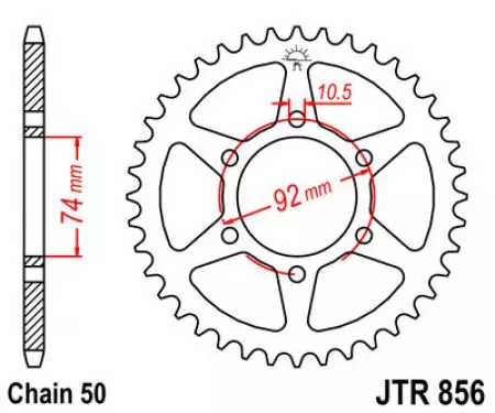 Čelični stražnji lančanik JT JTR856.45, 45z, veličina 530-2