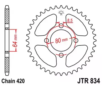 Zadní řetězové kolo JT JTR834.35, 35z velikost 420 - JTR834.35