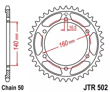 Zębatka tył stalowa JT JTR502.49, 49z rozmiar 530 - JTR502.49
