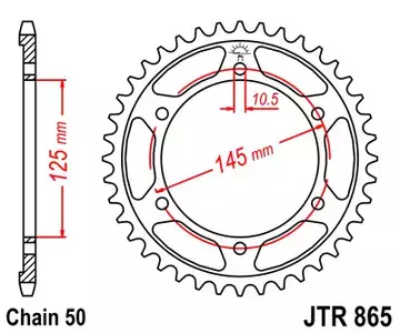 Čelični stražnji lančanik JT JTR865.44, 44z, veličina 530-1