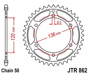 Zębatka tył stalowa JT JTR862.44, 44z rozmiar 530