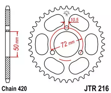 Kettenrad hinten Stahl JT JTR216.47, 47 Zähne Teilung 420 - JTR216.47