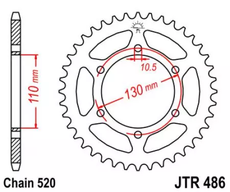 Задно зъбно колело JT JTR486.38, 38z размер 520-2