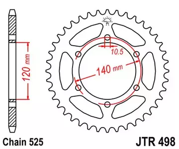 Задно зъбно колело JT JTR498.39, 39z размер 525