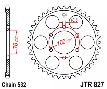 Čelični stražnji lančanik JT JTR827.52, 52z, veličina 532