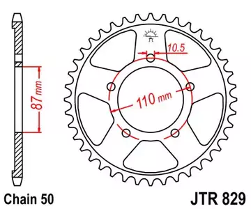 Roda dentada traseira JT JTR829.44, 44z tamanho 530-1