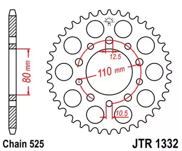 Zębatka tył stalowa JT JTR1332.44, 44z rozmiar 525 - JTR1332.44