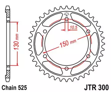 Πίσω γρανάζι JT JTR300.42, 42z μέγεθος 525 - JTR300.42