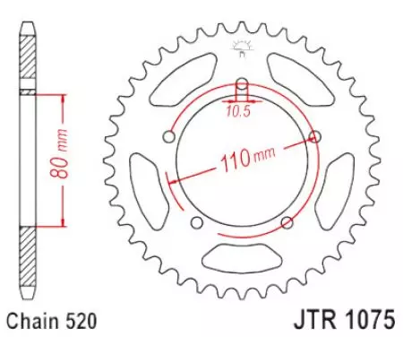 JT zadnji verižnik JTR1075.36, 36z, velikost 520 - JTR1075.36