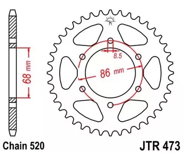 Задно зъбно колело JT JTR473.37, 37z размер 520 - JTR473.37