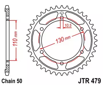 Čelični stražnji lančanik JT JTR479.39, 39z, veličina 530 - JTR479.39