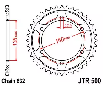 Zębatka tył stalowa JT JTR500.40, 40z rozmiar 632 - JTR500.40