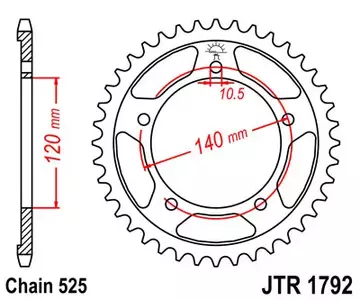 Pignone posteriore in acciaio JT JTR1792.48, 48z misura 525 - JTR1792.48
