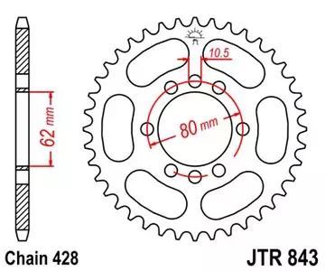 Čelični stražnji lančanik JT JTR843.49, 49z, veličina 428 - JTR843.49