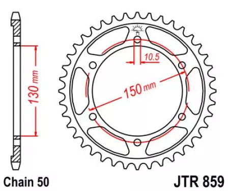 Čelični stražnji lančanik JT JTR859.39, 39z, veličina 530-2