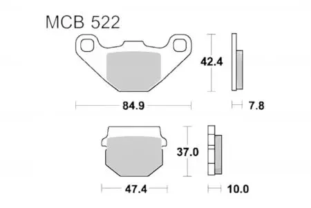 Bremsbeläge TRW Lucas MCB 522 1x Satz (2 Stück) - MCB522