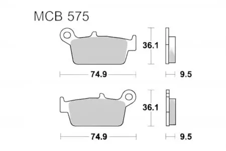 Bremsbeläge TRW Lucas MCB 575 SR 1x Satz (2 Stück) - MCB575SR