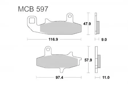 Bremsbeläge TRW Lucas MCB 597 1x Satz (2 Stück) - MCB597