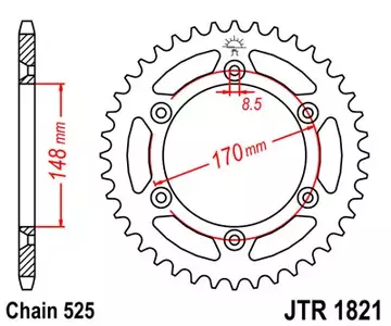 Kettenrad hinten Stahl JT JTR1821.47, 47 Zähne Teilung 525