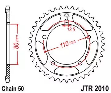 Zębatka tył stalowa JT JTR2010.48, 48z rozmiar 530 - JTR2010.48