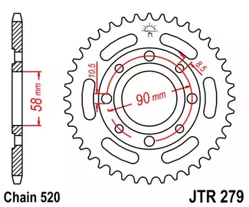 Čelični stražnji lančanik JT JTR279.39, 39z, veličina 520-1