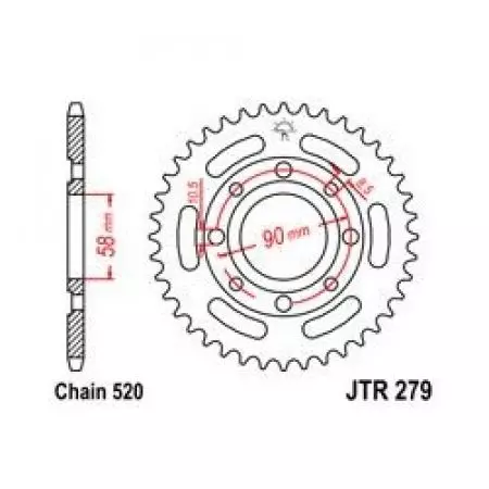 Zębatka tył stalowa JT JTR279.31, 31z rozmiar 520-2