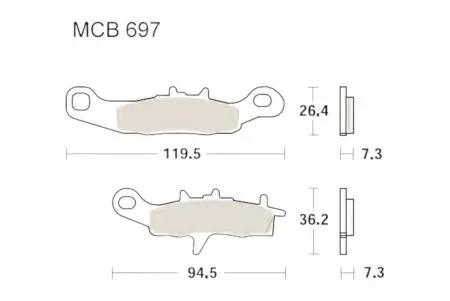 Bremsbeläge TRW Lucas MCB 697 SI 1x Satz (2 Stück) - MCB697SI