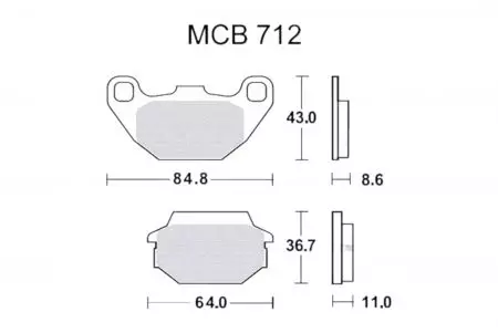 Plăcuțe de frână TRW Lucas MCB 712 SRM (2 buc.) - MCB712SRM