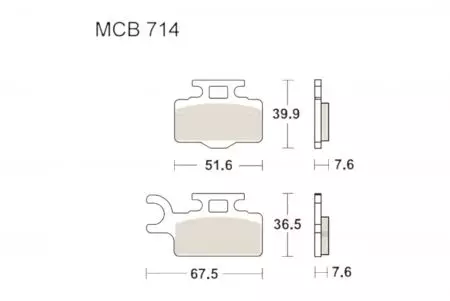 Bremsbeläge TRW Lucas MCB 714 EC 1x Satz (2 Stück) - MCB714EC