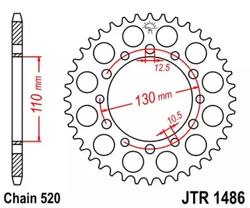 Čelični stražnji lančanik JT JTR1486.40, 40z, veličina 520 - JTR1486.40