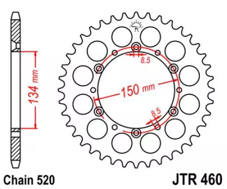 Čelični stražnji lančanik JT JTR460.42, 42z, veličina 520-2