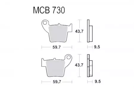 Bremsbeläge TRW Lucas MCB 730 SI 1x Satz (2 Stück) - MCB730SI