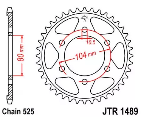 Roda dentada traseira JT JTR1489.43, 43z tamanho 525-2