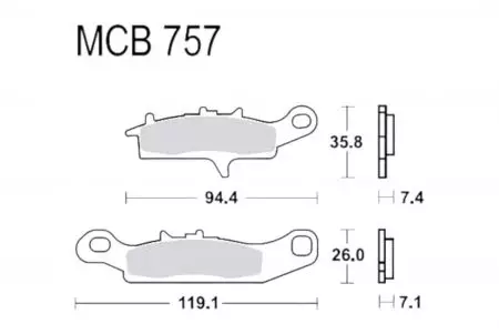 Bremsbeläge TRW Lucas MCB 757 SI 1x Satz (2 Stück) - MCB757SI