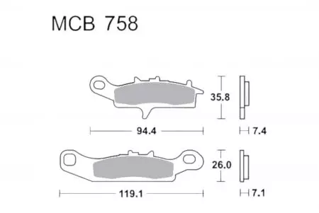 Bremsbeläge TRW Lucas MCB 758 SI 1x Satz (2 Stück) - MCB758SI
