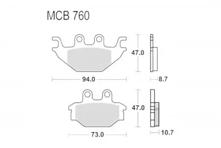 Bremsbeläge TRW Lucas MCB 760 SI 1x Satz (2 Stück) - MCB760SI
