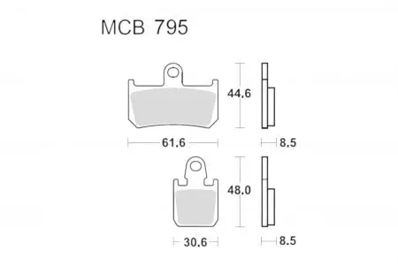 Bremsbeläge TRW Lucas MCB 795 CRQ 1x Satz (2 Stück) - MCB795CRQ