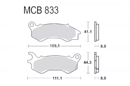 Bremsbeläge TRW Lucas MCB 833 1x Satz (2 Stück) - MCB833
