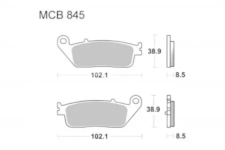 Pastilhas de travão TRW Lucas MCB 845 SRM (2 unid.) - MCB845SRM