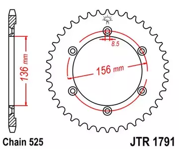 JT bakre kedjehjul JTR1791.43, 43z storlek 525 - JTR1791.43